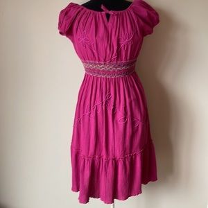Pink Embroidered Smocked Sun Dress Youth L
